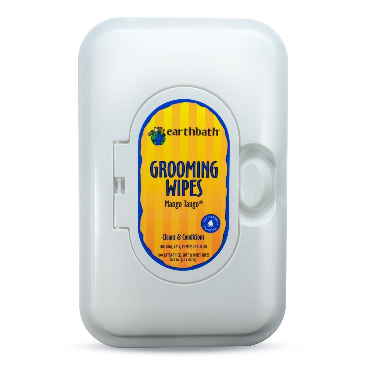 earthbath® Grooming Wipes, Mango Tango®, Cleans & Conditions, 100 ct re - sealable container - Shopivet.com