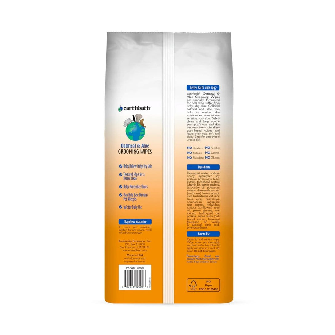 Earthbath Grooming Wipes – Oatmeal & Aloe 100 ct - Shopivet.com