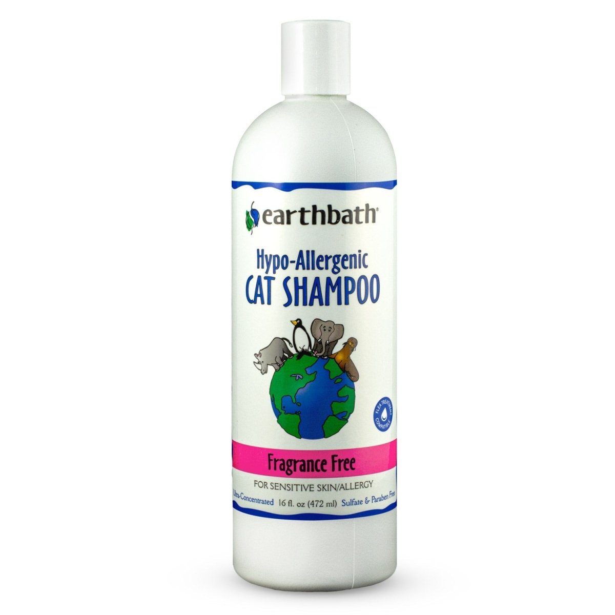 earthbath® Hypo - Allergenic Cat Shampoo, Fragrance Free, for Sensitive Skin, Made in USA, 16 oz - Shopivet.com