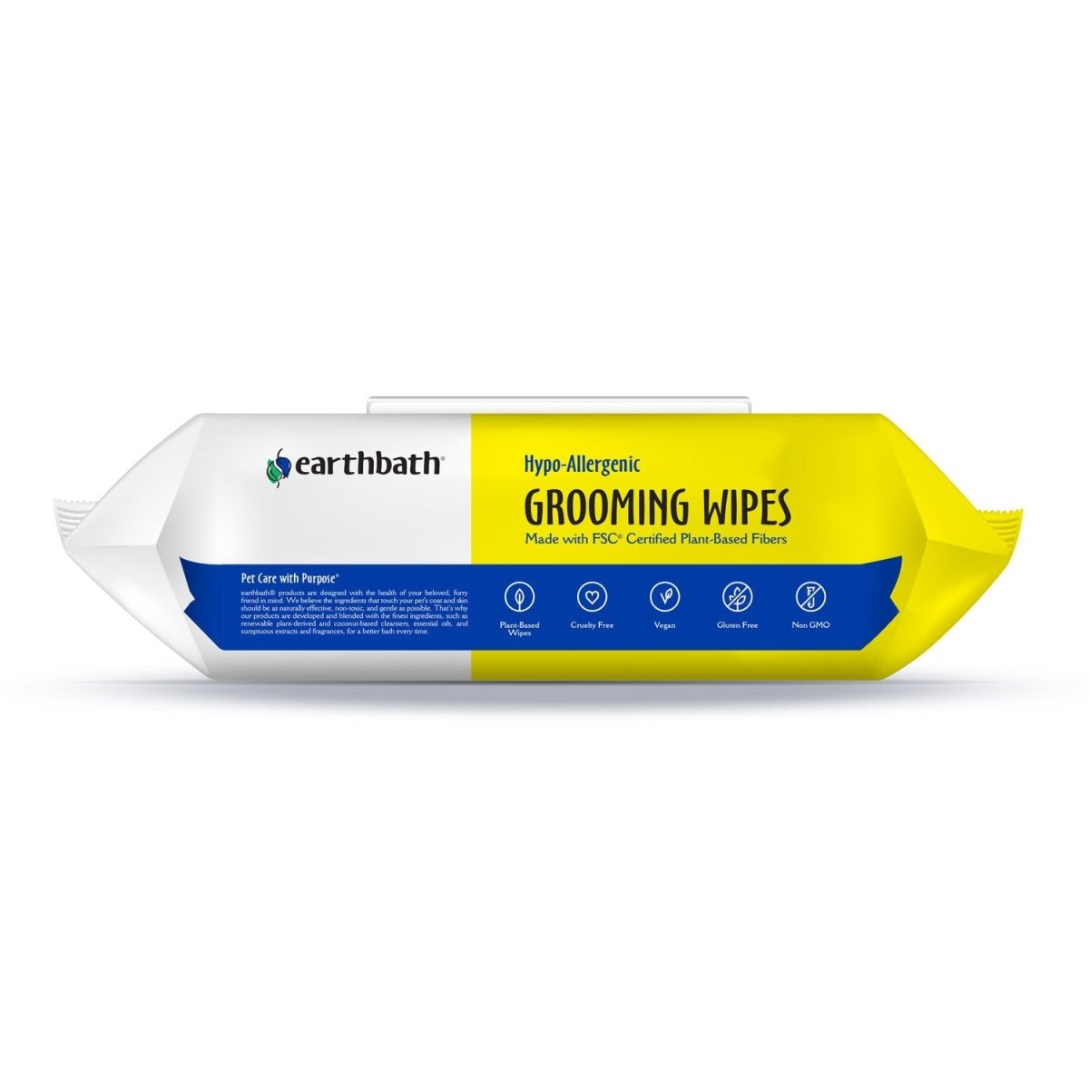 earthbath® Hypo - Allergenic Grooming Wipes, Fragrance Free, Cleans & Conditions, 100 ct plant - based wipes in re - sealable pouch - Shopivet.com