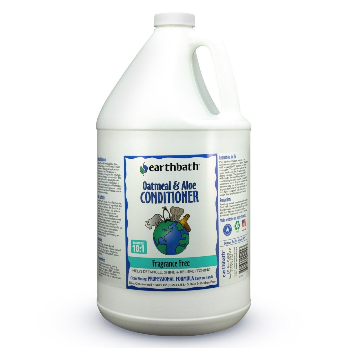 earthbath® Oatmeal & Aloe Conditioner, Fragrance Free, Helps Relieve Itchy Dry Skin, Made in USA, 128 oz (1 Gallon) - Shopivet.com