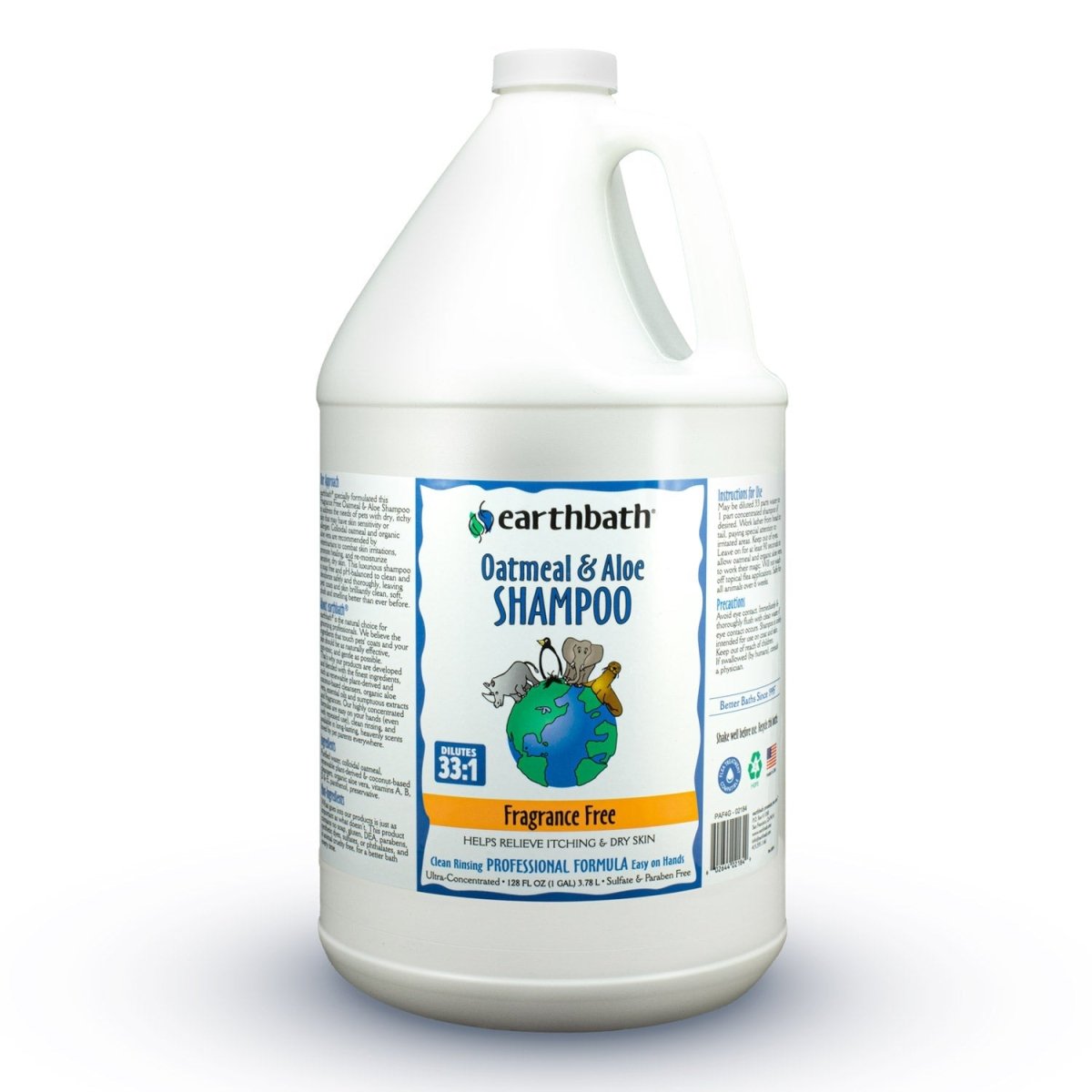 earthbath® Oatmeal & Aloe Shampoo – Fragrance Free, Made in USA, 128 oz (1 Gallon ) - Shopivet.com