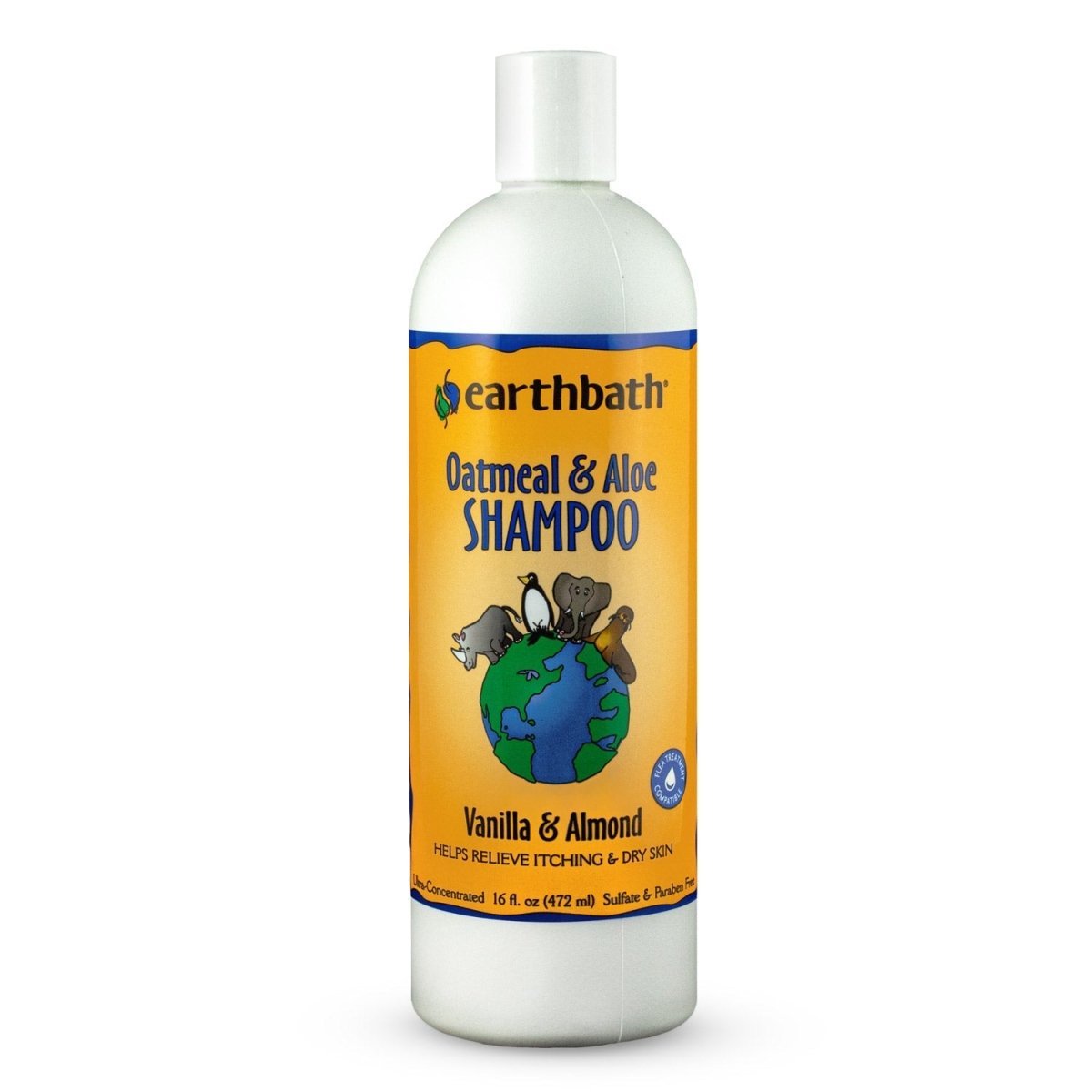 earthbath® Oatmeal & Aloe Shampoo, Vanilla & Almond, Helps Relieve Itchy Dry Skin, Made in USA, 16 oz - Shopivet.com
