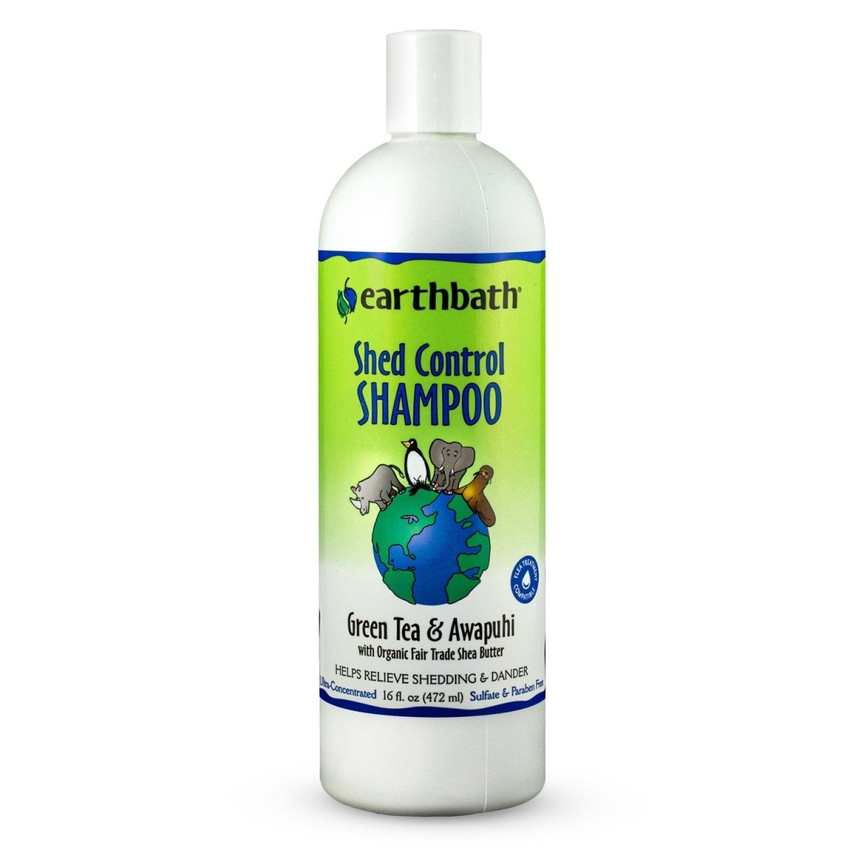 earthbath® Shed Control Shampoo, Green Tea & Awapuhi with Organic Fair Trade Shea Butter, Helps Relieve Shedding & Dander, Made in USA - 16 oz - Shopivet.com
