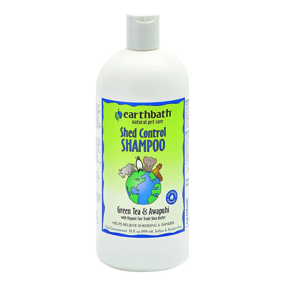 earthbath® Shed Control Shampoo, Green Tea & Awapuhi with Organic Fair Trade Shea Butter, Helps Relieve Shedding & Dander, Made in USA – 32 oz - Shopivet.com