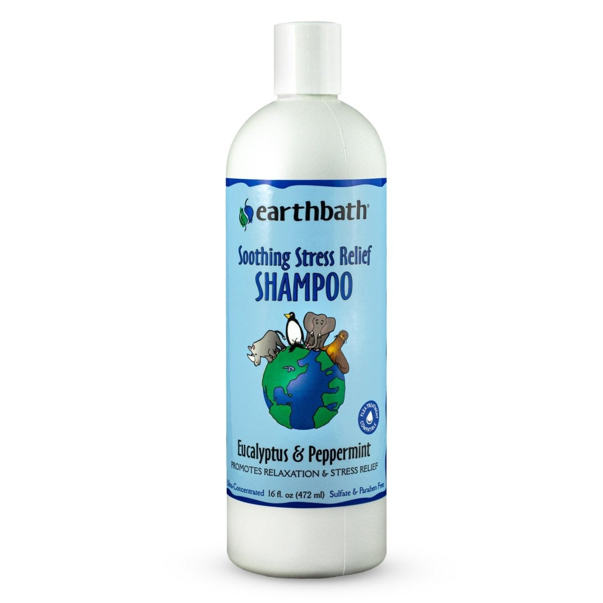 earthbath® Soothing Stress Relief Shampoo, Eucalyptus & Peppermint, Promotes Relaxation & Stress Relief, Made in USA, 16 oz - Shopivet.com