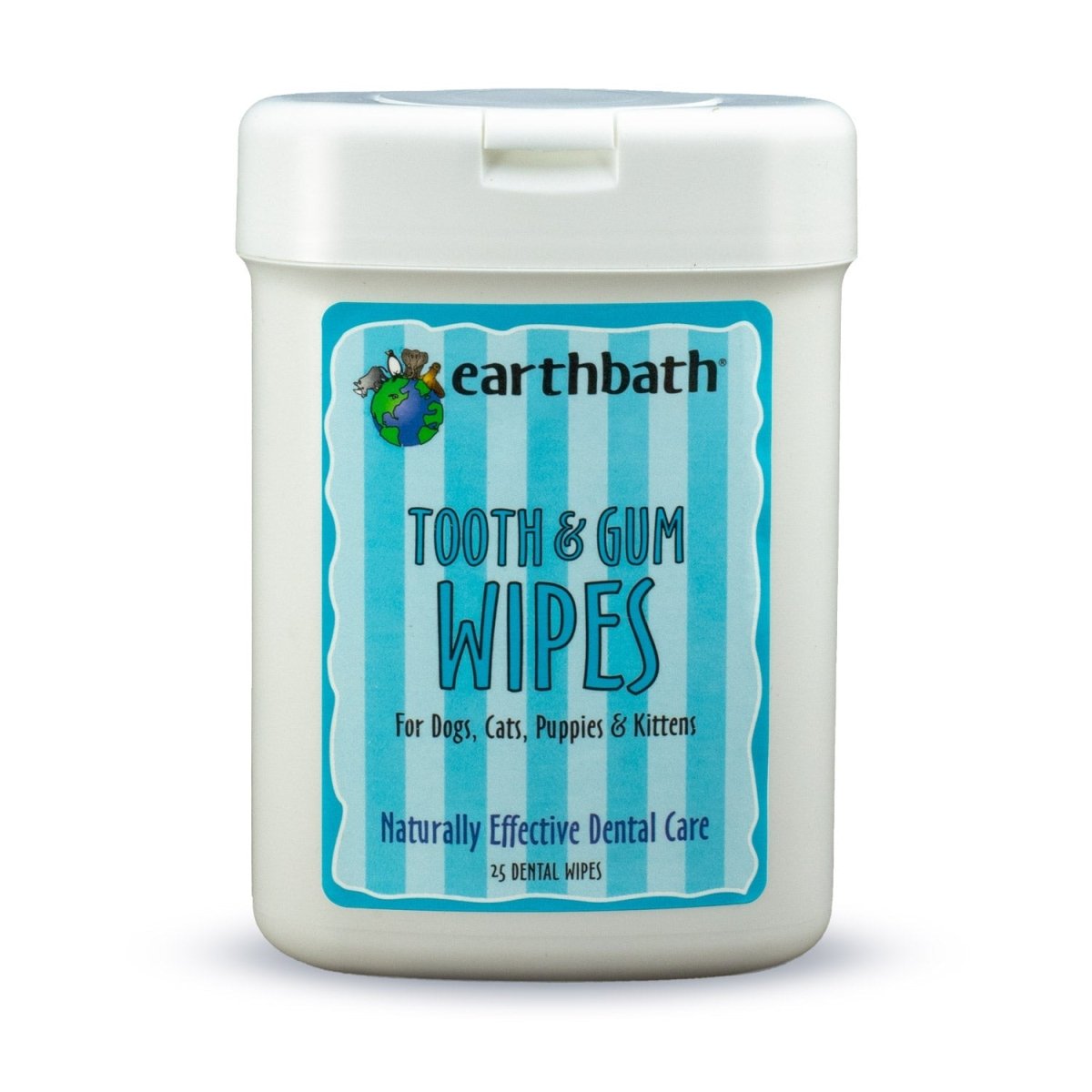 earthbath® Tooth & Gum Wipes, Peppermint & Baking Soda for Dogs, Cats, Puppies & Kittens, 25 ct re - sealable package - Shopivet.com