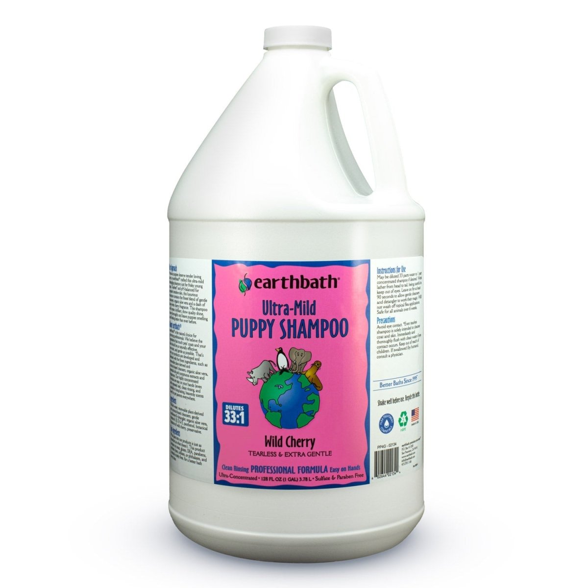 earthbath® Ultra - Mild Puppy Shampoo, Wild Cherry, Tearless & Extra Gentle, Made in USA, 128 oz (1 Gallon) - Shopivet.com