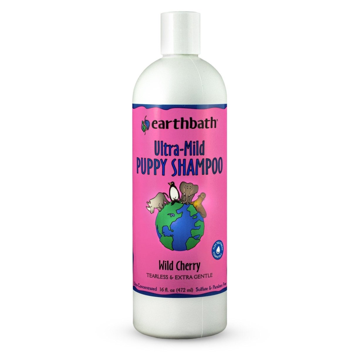 earthbath® Ultra - Mild Puppy Shampoo, Wild Cherry, Tearless & Extra Gentle, Made in USA, 16 oz - Shopivet.com