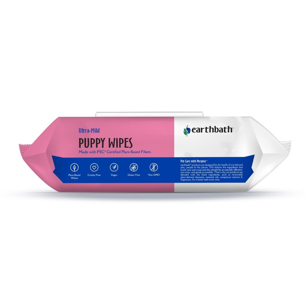 earthbath® Ultra - Mild Puppy Wipes, Wild Cherry, Cleans & Conditions, 100 ct plant - based wipes in re - sealable pouch - Shopivet.com
