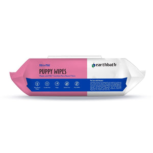 earthbath® Ultra - Mild Puppy Wipes, Wild Cherry, Cleans & Conditions, 100 ct plant - based wipes in re - sealable pouch - Shopivet.com