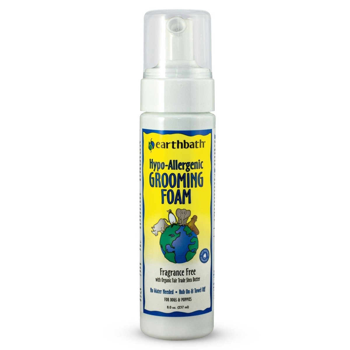 earthbath® Waterless Grooming Foam for Dogs & Puppies, Hypo - Allergenic & Fragrance Free, Made in USA, 8 oz pump - Shopivet.com