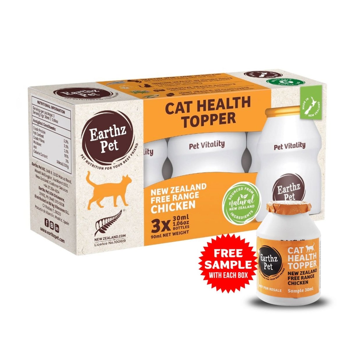 Earthz Pet New Zealand Free Range Chicken Health Topper for Cats - Shopivet.com