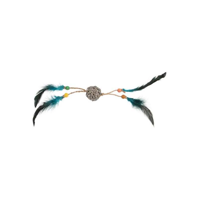 Eco Line Catch Scratch with Rattle Wood / Feather / Rattan - Shopivet.com