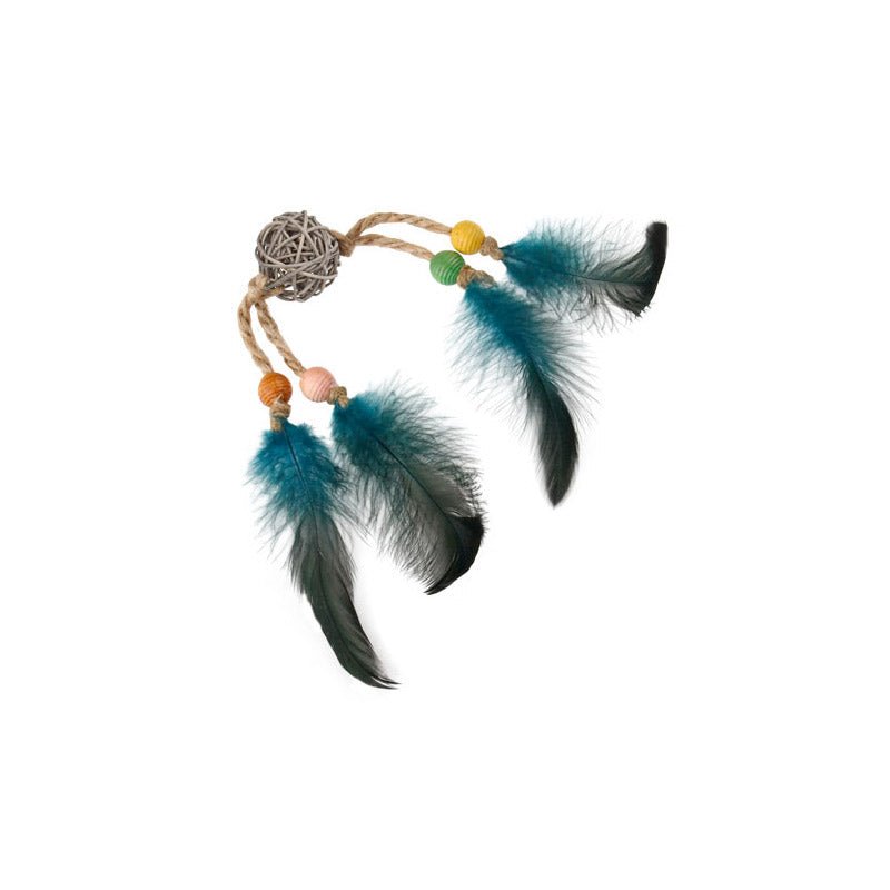 Eco Line Catch Scratch with Rattle Wood / Feather / Rattan - Shopivet.com