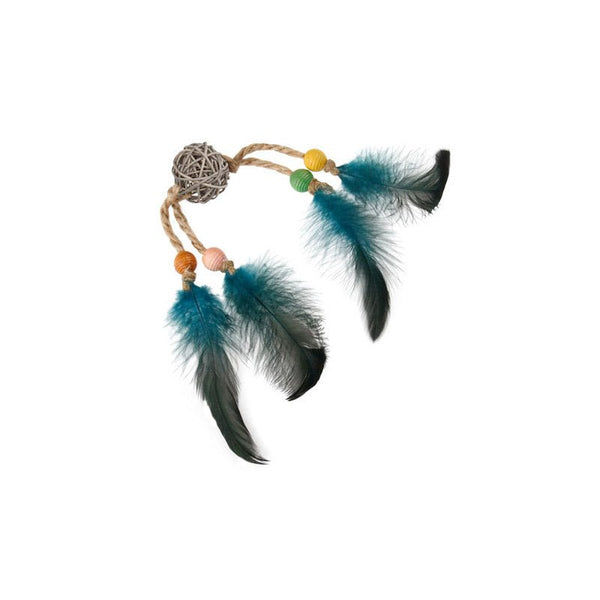 Eco Line Catch Scratch with Rattle Wood / Feather / Rattan - Shopivet.com