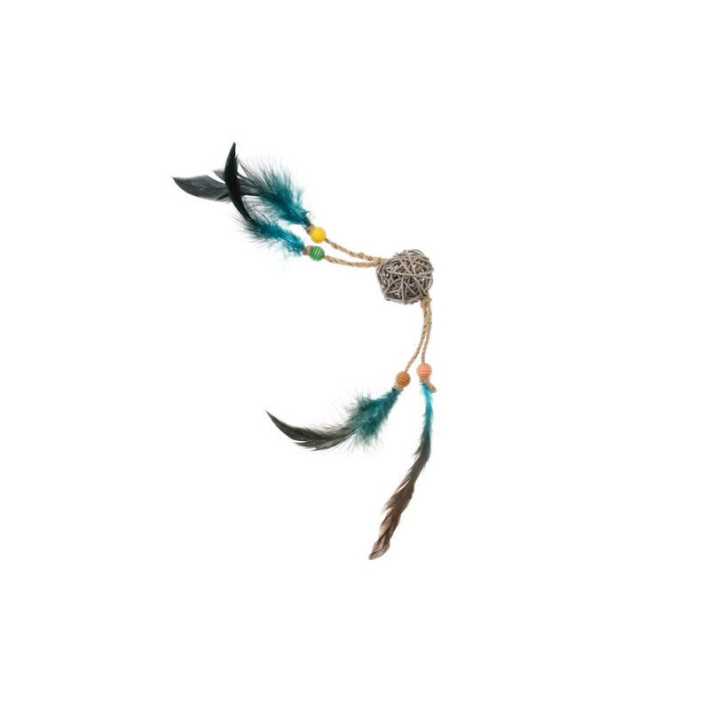 Eco Line Catch Scratch with Rattle Wood / Feather / Rattan - Shopivet.com