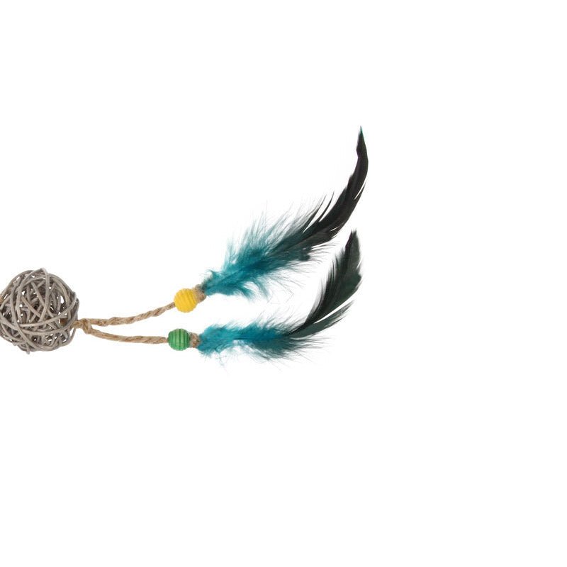 Eco Line Catch Scratch with Rattle Wood / Feather / Rattan - Shopivet.com