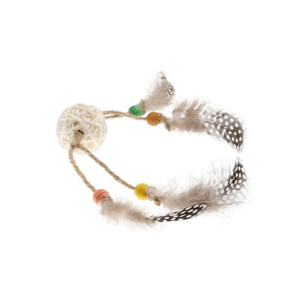 Eco Line Catch Scratch with Rattle Wood / Feather / Rattan - Shopivet.com