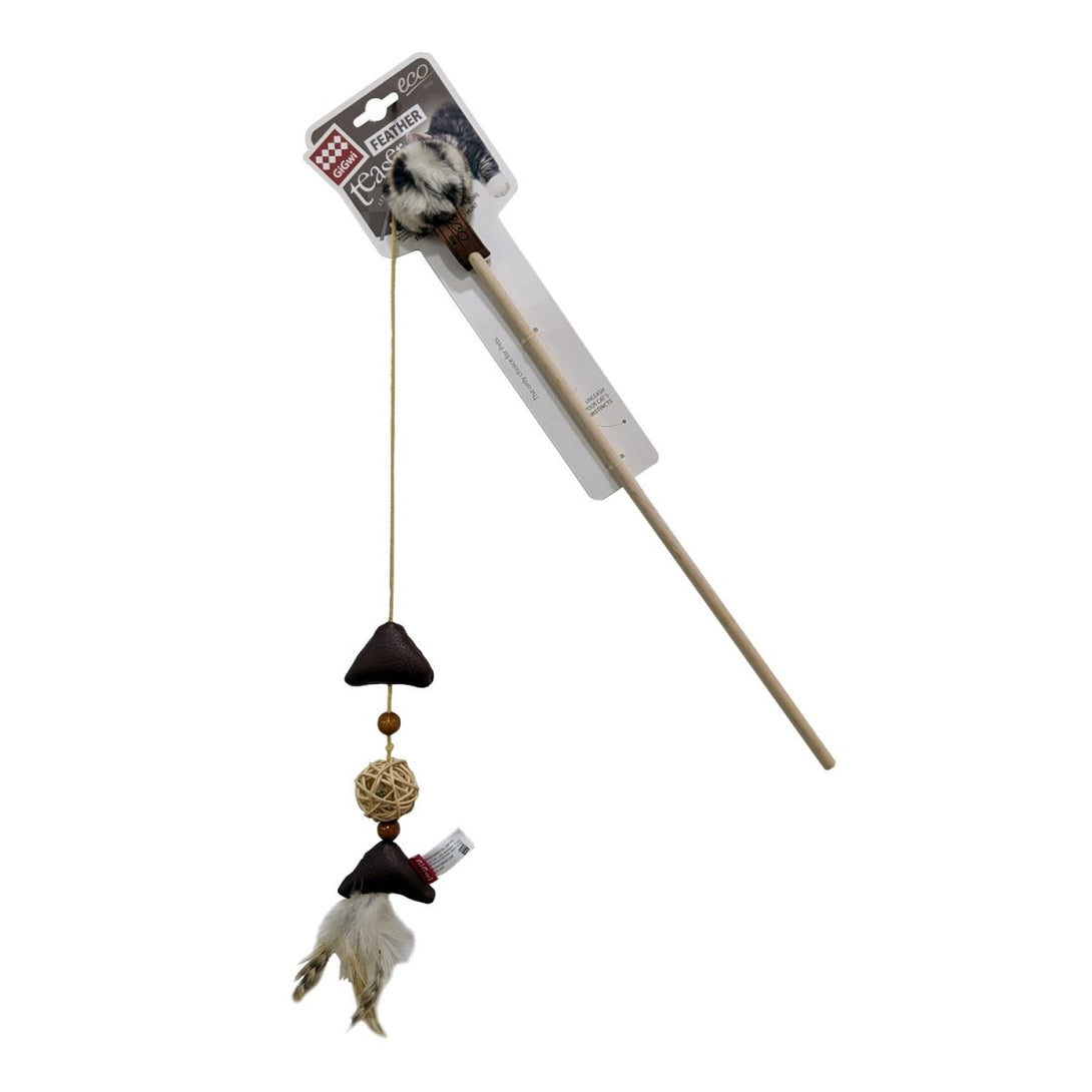 Eco line Feather Teaser with Slivervine Leaves and Leatherette - Shopivet.com