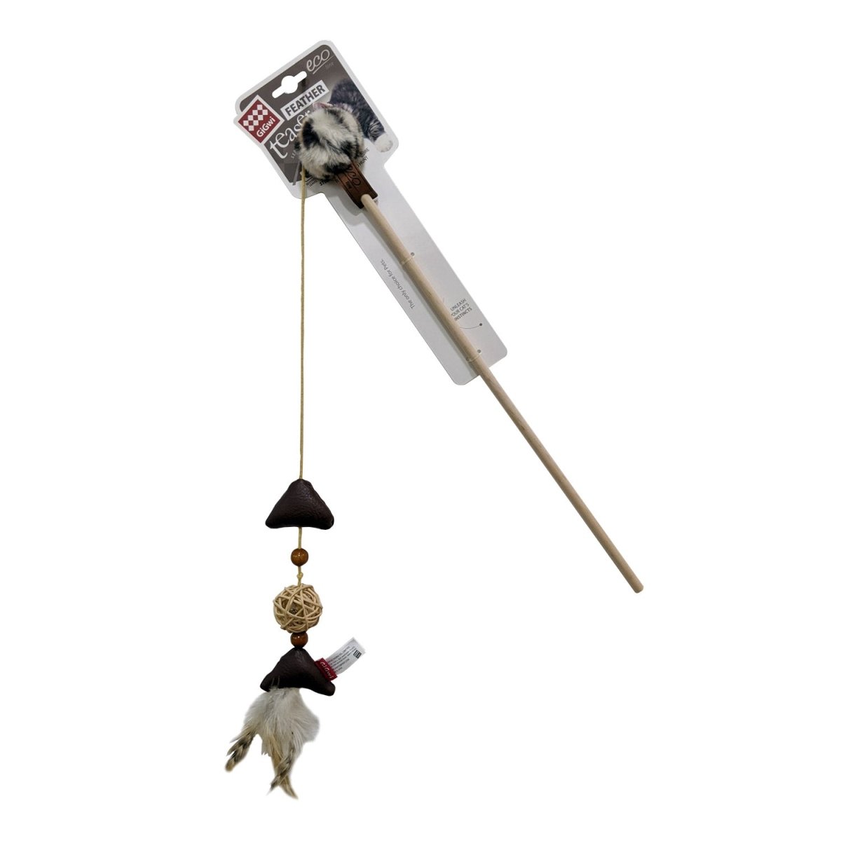 Eco line Feather Teaser with Slivervine Leaves and Leatherette - Shopivet.com