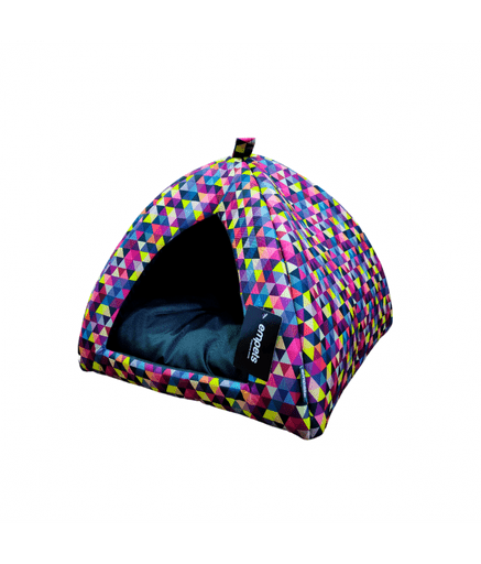 Empets Igloo House With Cushion Modern[Dimension - 43x43x35cm, Texture - Printed Black] - Shopivet.com