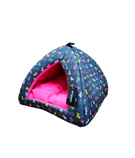 Empets Igloo House With Cushion Modern[Dimension - 43x43x35cm, Texture - Printed Pink] - Shopivet.com