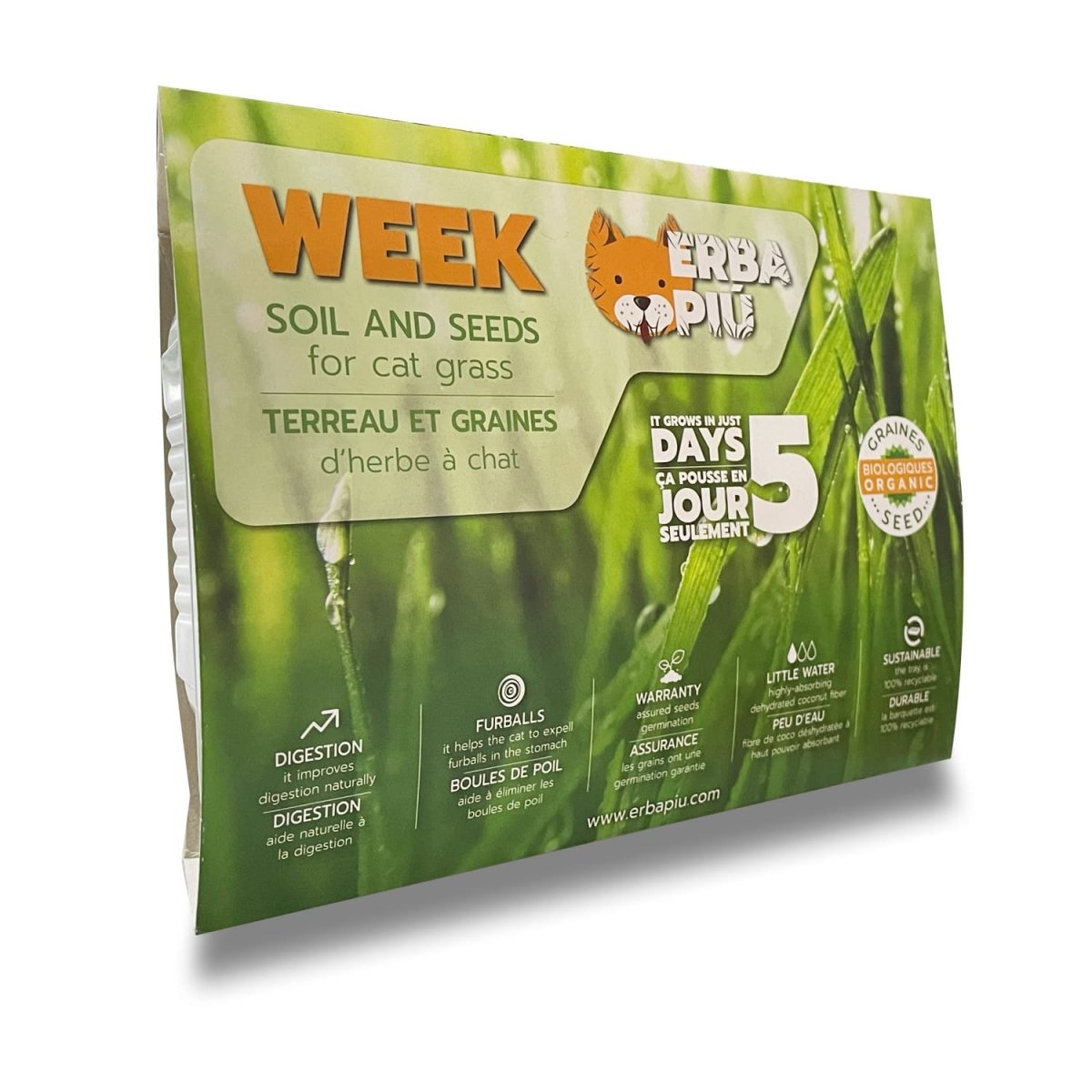 Erba Piu Week Soil and Seeds Kit for Cat Grass - Shopivet.com