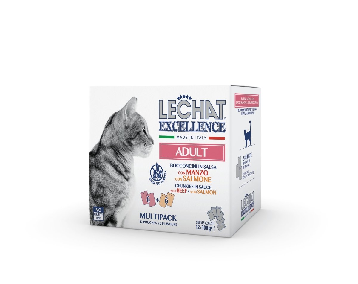 Excellence - Cat Wet Pouches Flow Pack ADULT beef/salmon - Pack of 4 - Shopivet.com