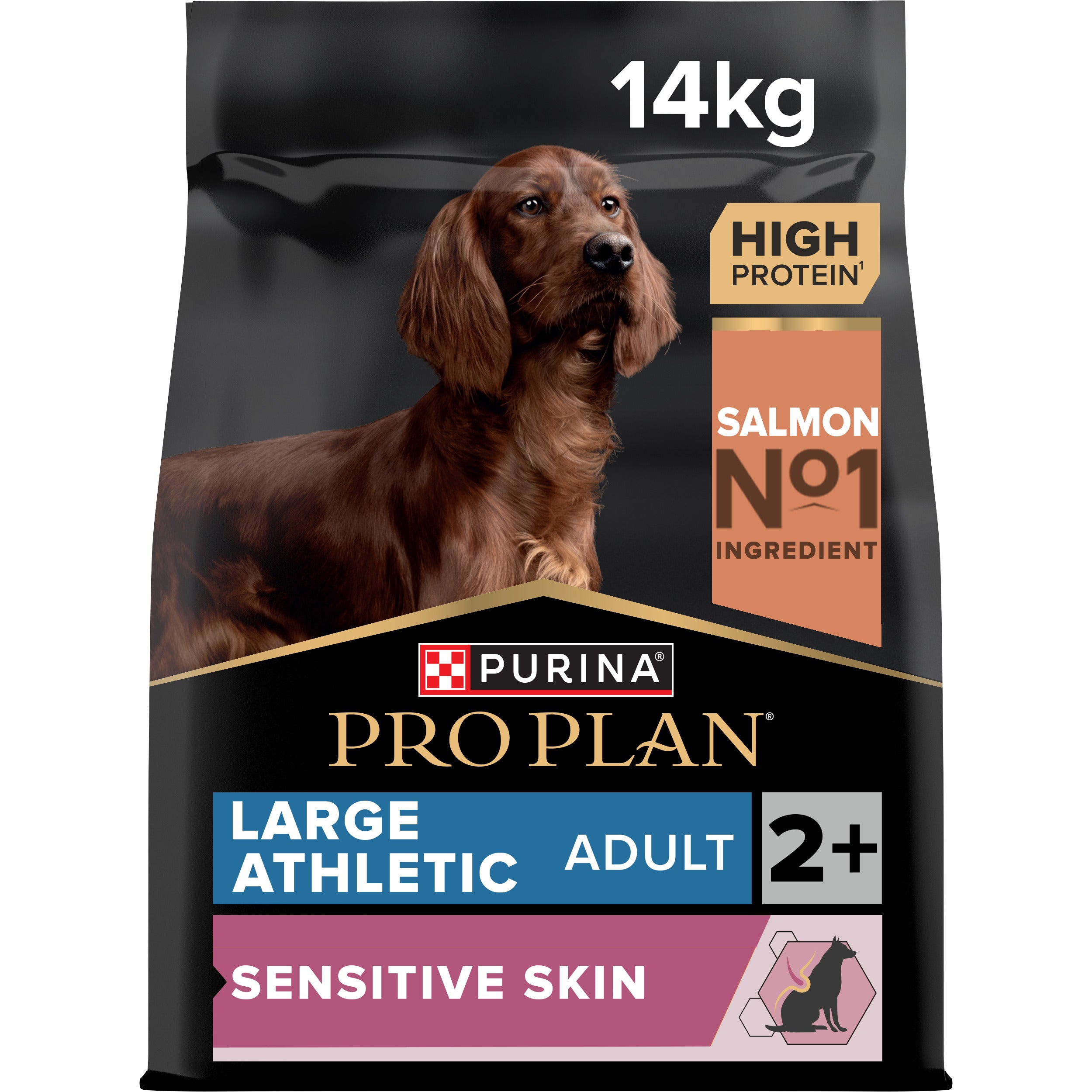 PRO PLAN LARGE ATHLETIC ADULT SENSITIVE SKIN, DRY DOG FOOD WITH SALMON, 14 KG