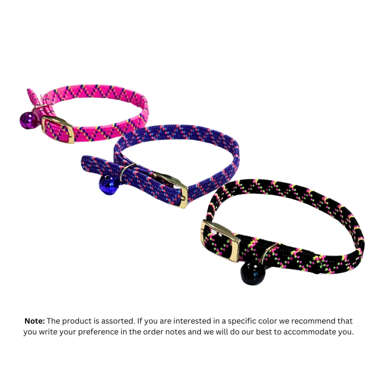 Fantasy Nylon Cat Collar Elastic with Bell, Assorted Colors