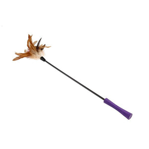 Feather Teaser with Natural Plush Tail and TPR Handle (Purple) - Shopivet.com