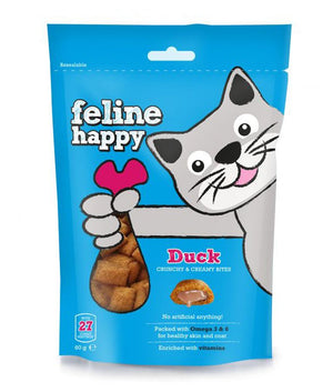 Feline Happy Duck Crunchy & Creamy Cat Treats 60g - 60G - Shopivet.com