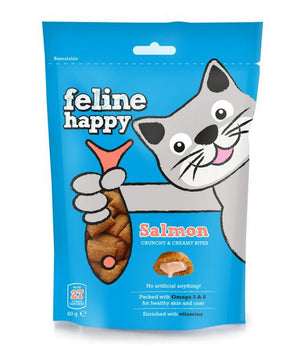 Feline Happy Salmon Crunchy & Creamy Cat Treats 60g - 60G - Shopivet.com
