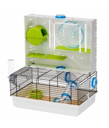 Ferplast Cage Olimpia - Black Hamster Cage, with Tubes and Playing Area 46 x 29,5 x h 54 cm - Shopivet.com