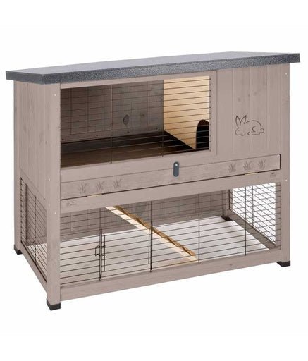 Ferplast Cage Ranch 120 Basic Dove/Gr Two - Storey Rabbit House 117 x 67,5 x h 95,5 cm - Shopivet.com