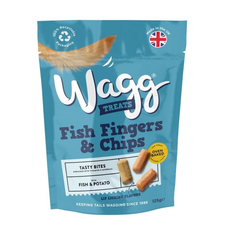Wagg Fish Fingers & Chips Fish & Potato Tasty Bites Oven Baked Dog Treats 125g - 125g