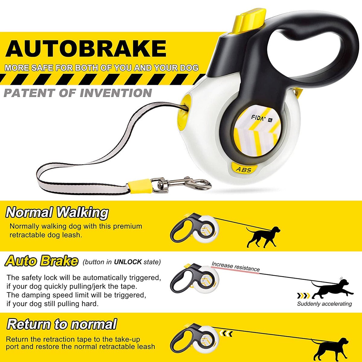 Fida Autobrake Retractable Dog Leash 16 ft - XL - Shopivet.com