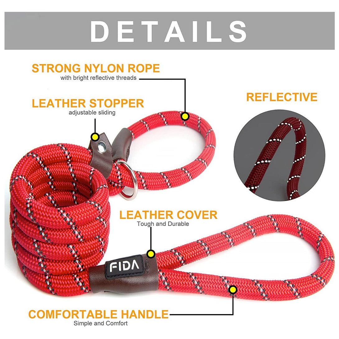 Fida Durable Slip Lead Dog Leash / Training Leash(6ft length, 1/2″ thick Rope) - green - Shopivet.com