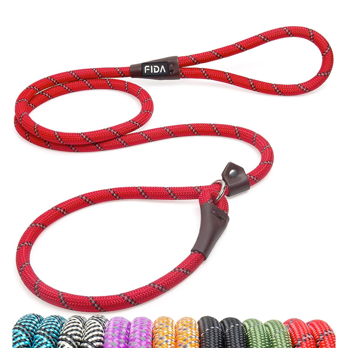 Fida Durable Slip Lead Dog Leash / Training Leash(6ft length, 1/2″ thick Rope) - red - Shopivet.com