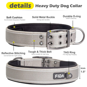 Fida Heavy Duty Dog Collar - grey - Shopivet.com