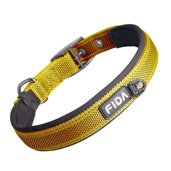 Fida Heavy Duty Dog Collar – Yellow - Small(11" - 14.5") - Shopivet.com