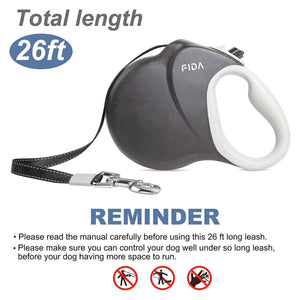 Fida Heavy Duty Retractable Dog leash 26ft (8m) - black - Shopivet.com
