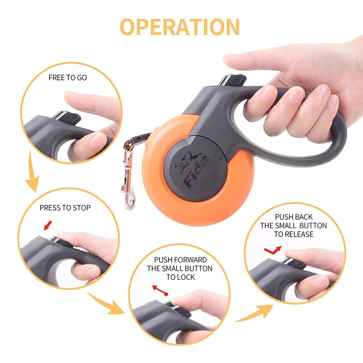 Fida Retractable Dog Leash Heavy Duty (Mars Series) - blue - Shopivet.com