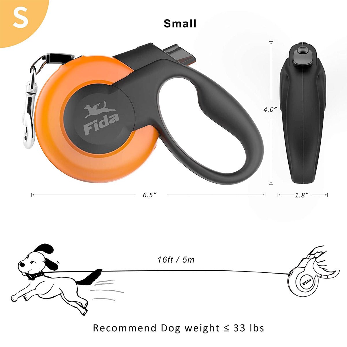 Fida Retractable Dog Leash Heavy Duty (Mars Series) - red - Shopivet.com