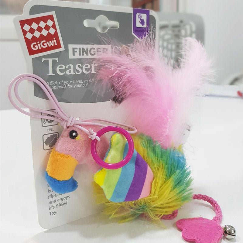Finger ring bird Blue & Pink with Crinkle Paper and Bell inside - Shopivet.com