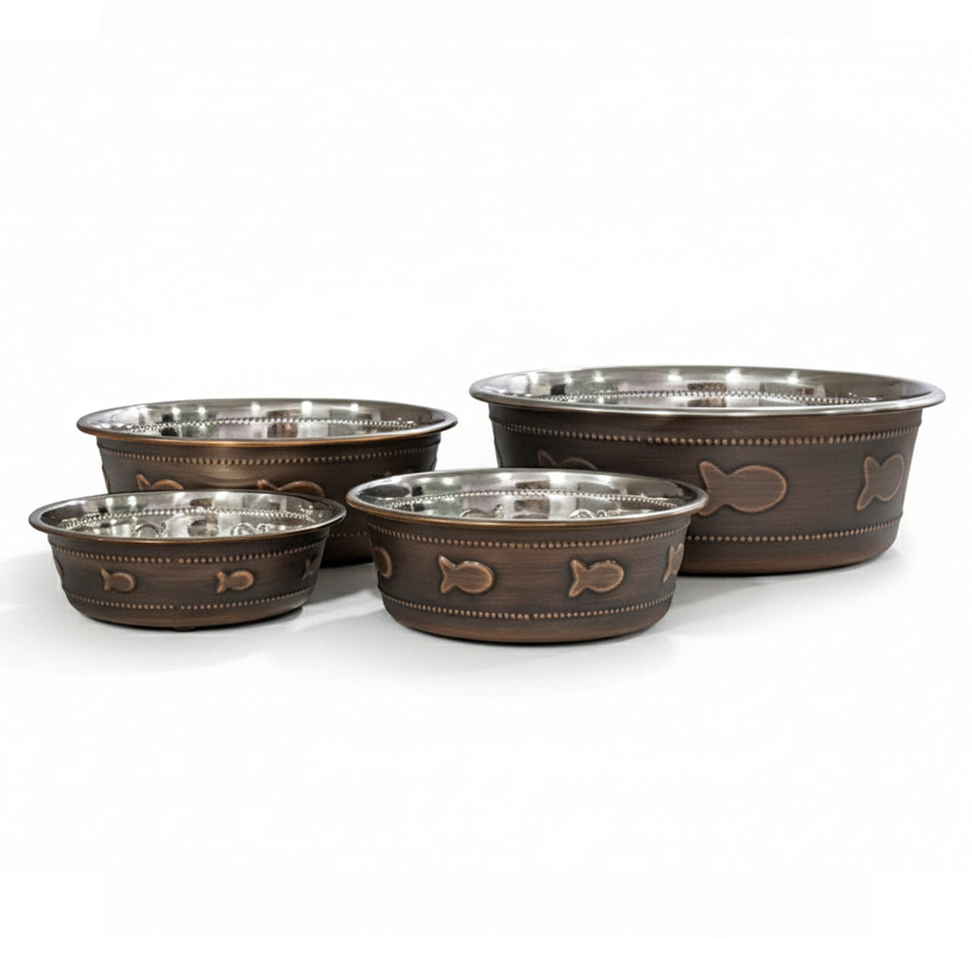 Premium Bowl Fish Embossed – Antique Copper - 1800 ML