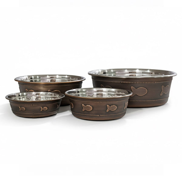 Premium Bowl Fish Embossed – Antique Copper - 950 ML
