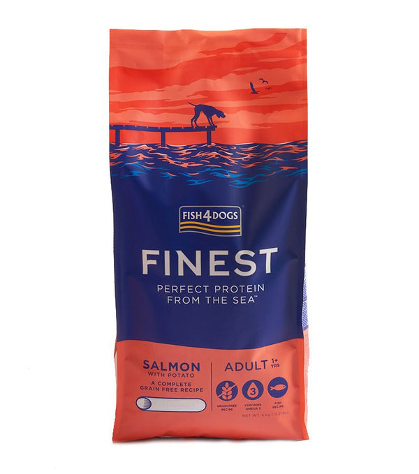 Fish4Dogs Finest Salmon Large Kibble Adult Dry Dog Food - 12kg - Shopivet.com