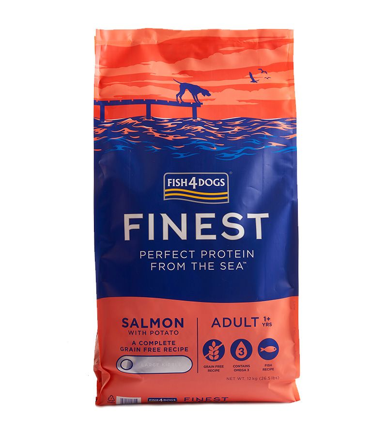 Fish4Dogs Finest Salmon Large Kibble Adult Dry Dog Food - 12kg - Shopivet.com